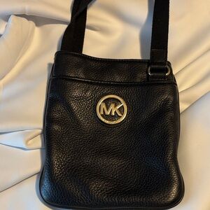 Michael Kors Fulton Black Leather Shoulder Bag
